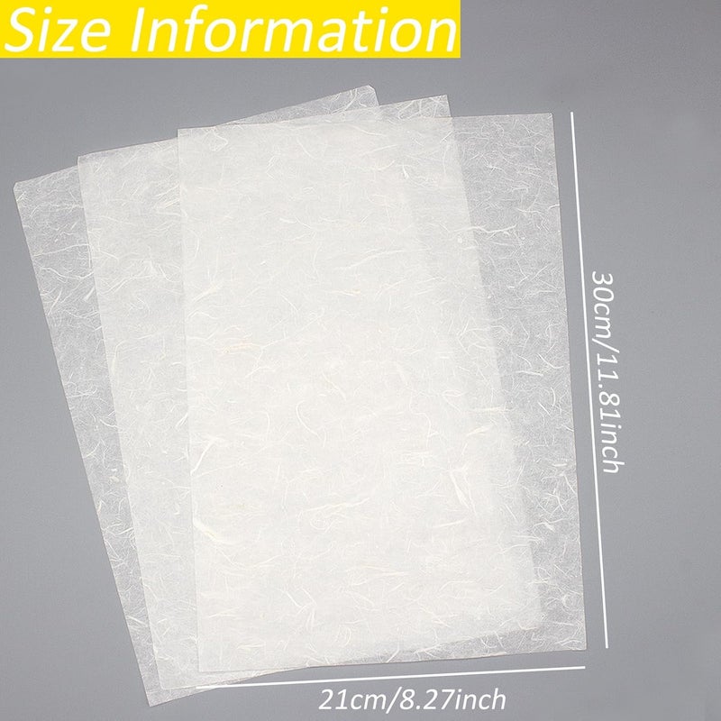 Benvo 50 Sheets A4 Natural Mulberry Paper Visible Plant Fibers Rice Paper Printable Decoupage Tissue Paper Sheets for Writing, Painting, Card Making, DIY Crafts(8.3x11.7in, Semi Transparent Off White) - Image 2